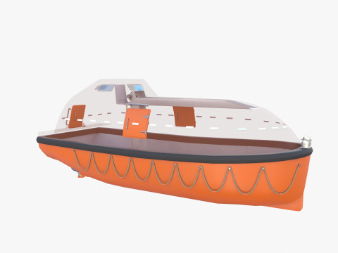 Life boat with interior V1 3D Model