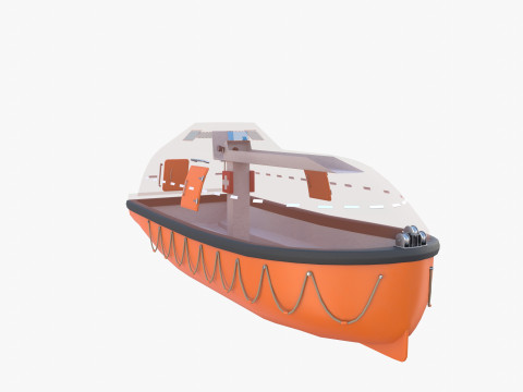 Life boat with interior V1 3D Model