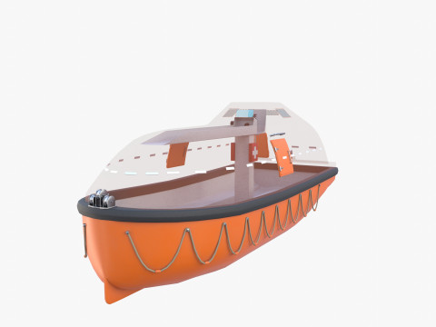 Life boat with interior V1 3D Model