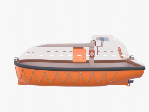 Life boat with interior V1 3D Model