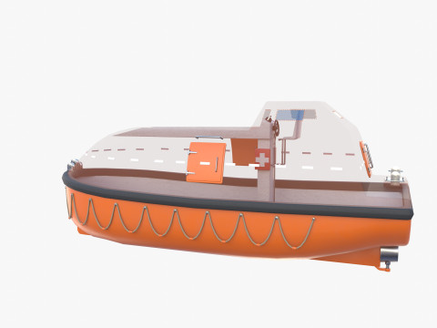Life boat with interior V1 3D Model