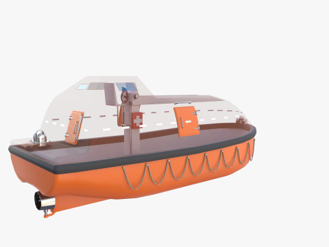 Life boat with interior V1 3D Model