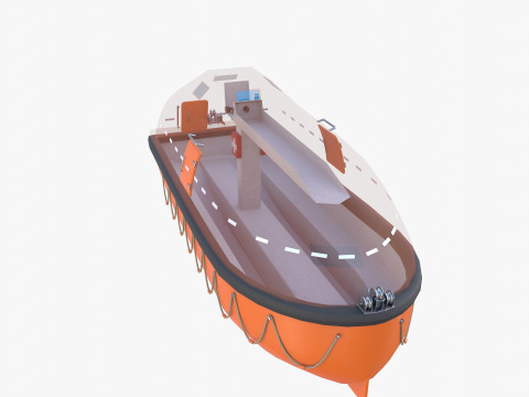 Life boat with interior V1 3D Model