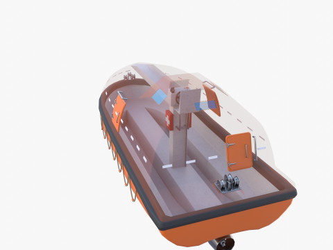 Life boat with interior V1 3D Model