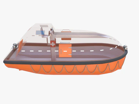 Barco salva-vidas com interior V1 Modelo 3D