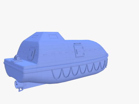 Life boat with interior V1 3D Model