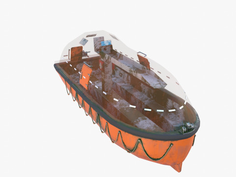 Life boat with interior v2 3D Модель