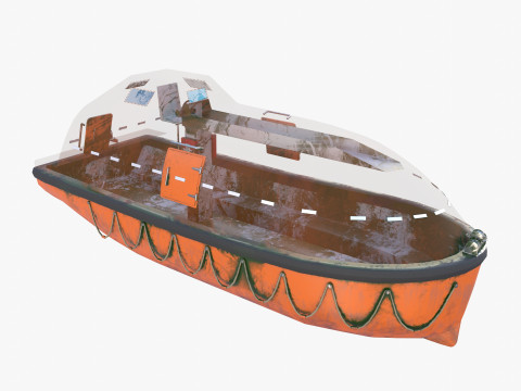 Life boat with interior v2 3D Модель