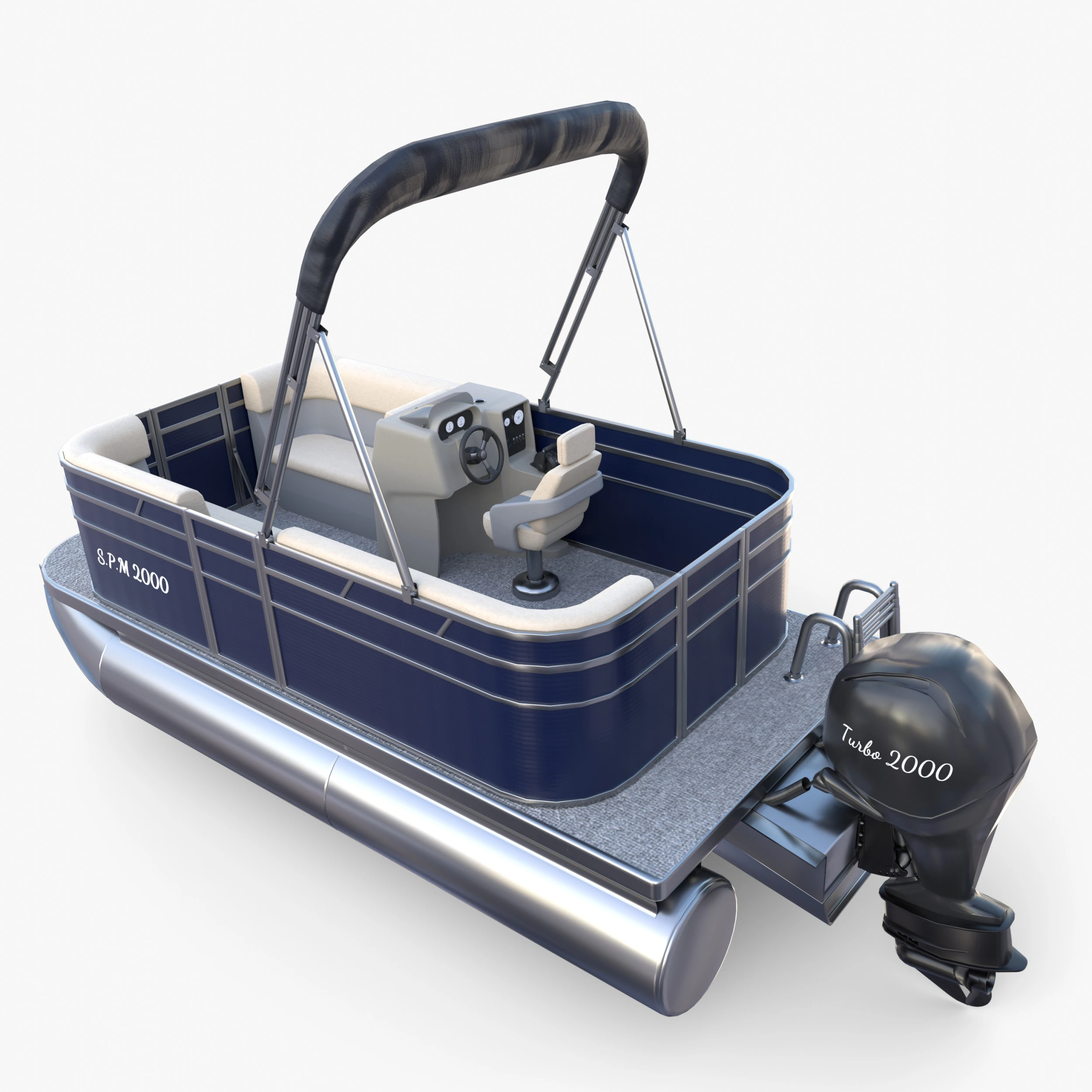 Pontoon Boat v1 3D Model .c4d .max .obj .3ds .fbx .stl .blend