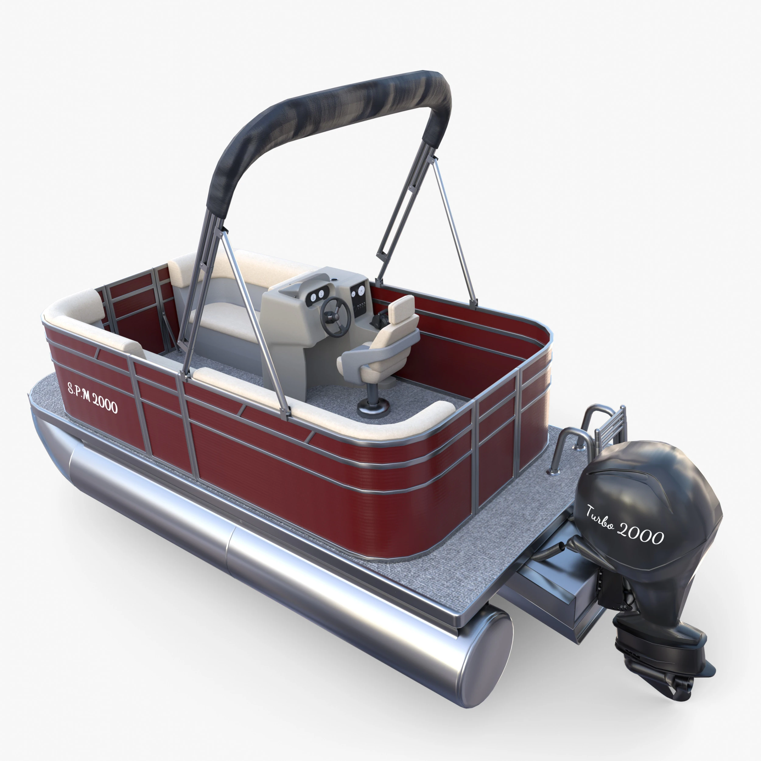 Pontoon Boat v2 3D Model .c4d .max .obj .3ds .fbx .stl .blend