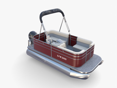 Pontoon Boat v2 3D Model