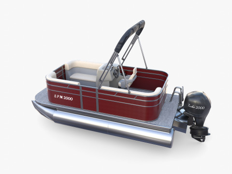 Pontoon Boat v2 3D Model