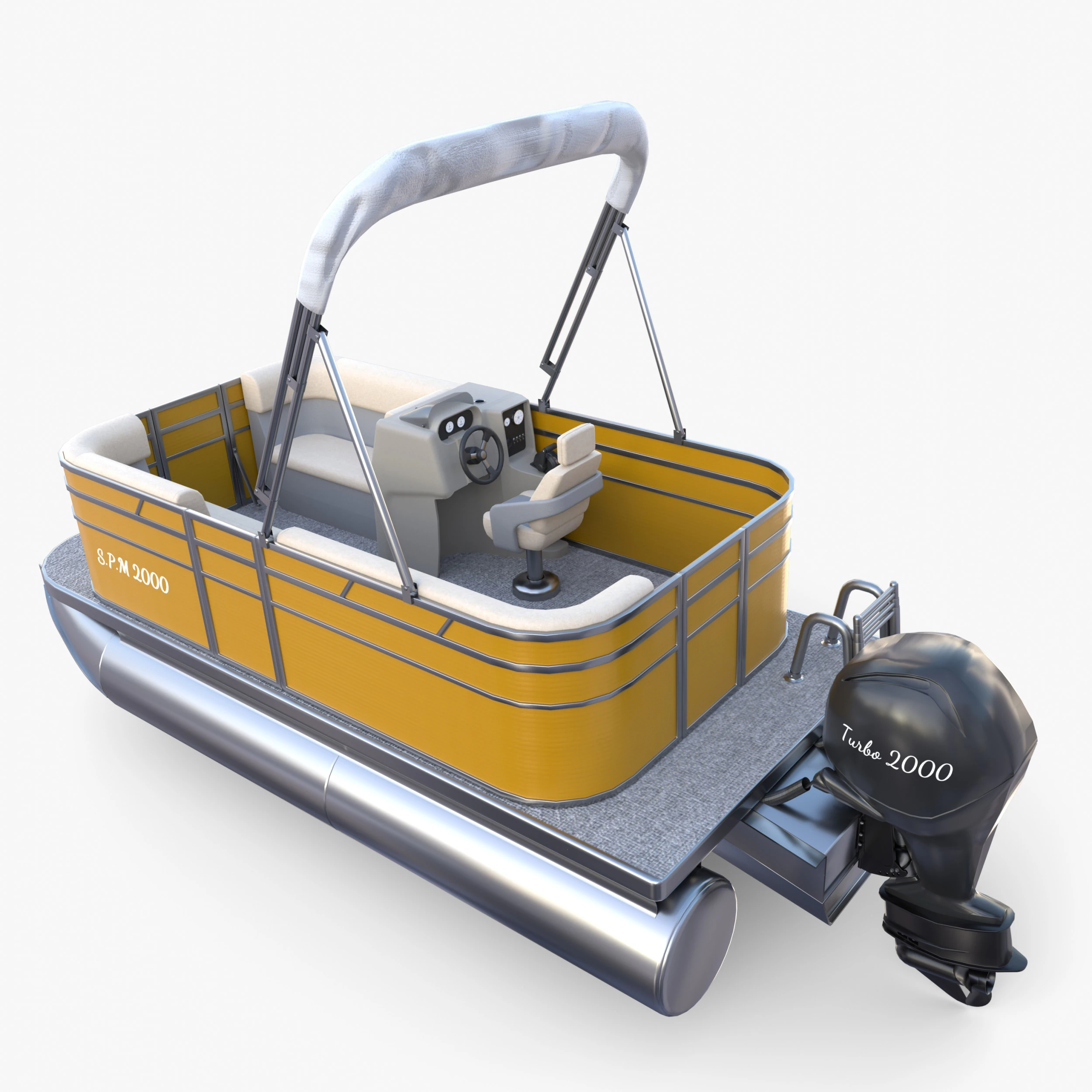 Pontoon Boat v2 3D Model .c4d .max .obj .3ds .fbx .stl .blend 