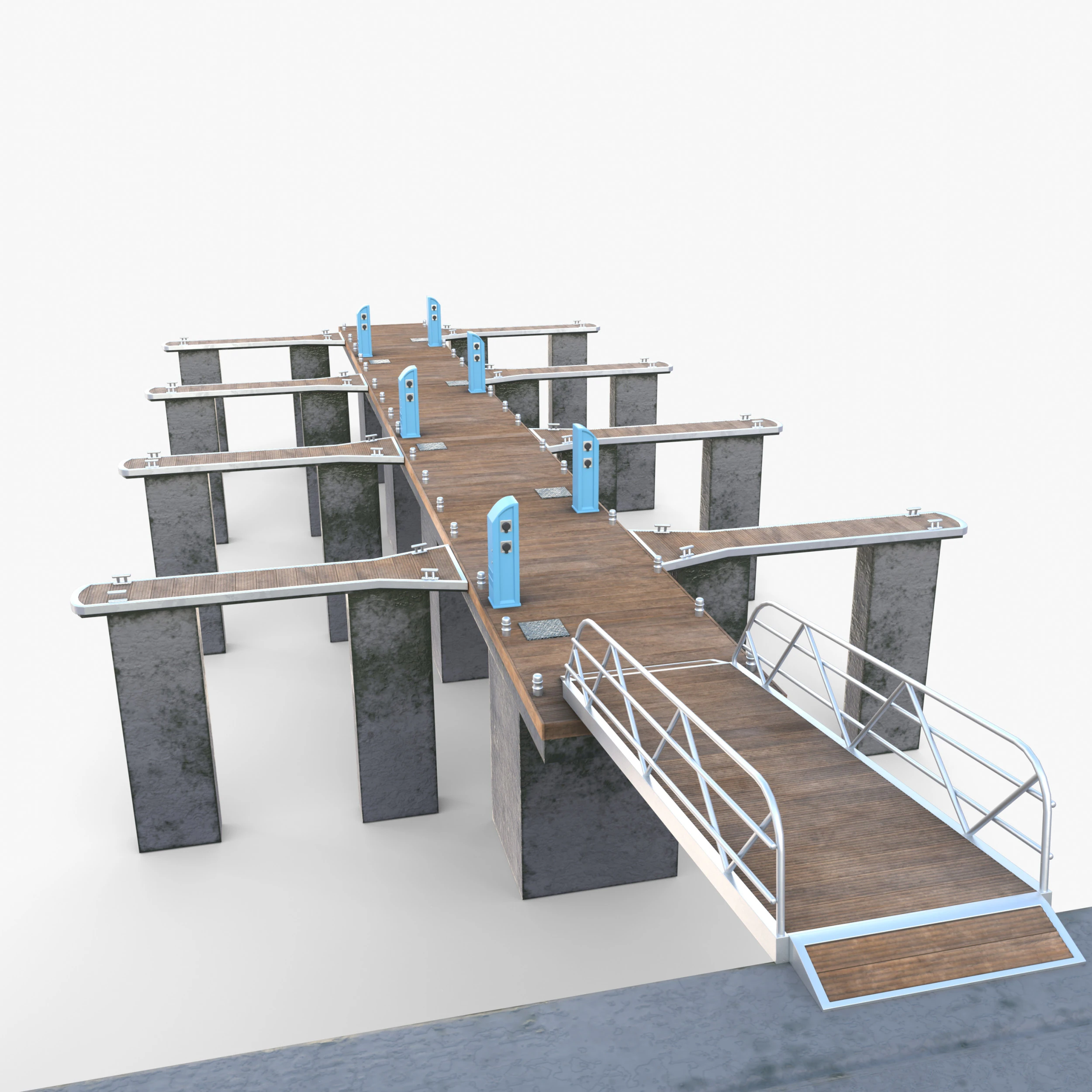 Pontoon dock V1 3D Model .c4d .max .obj .3ds .fbx .stl .blend 
