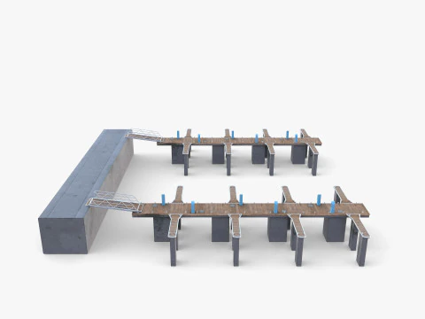 Pontoon dock V1 3D Model