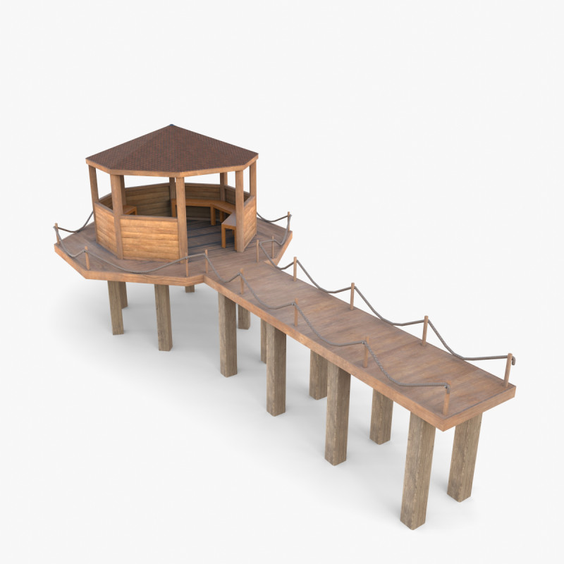 Pontoon dock V4 3D Model .c4d .max .obj .3ds .fbx .stl .blend