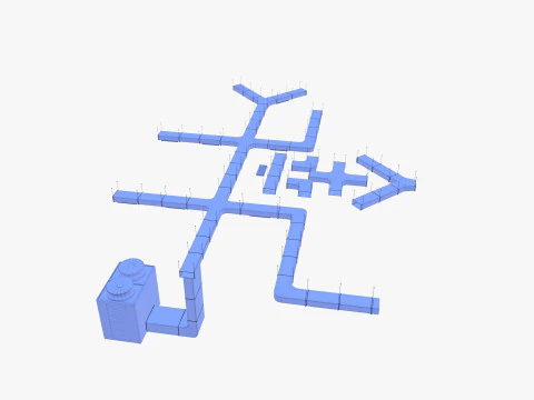 Канальная система вентиляции В1 3D Модель