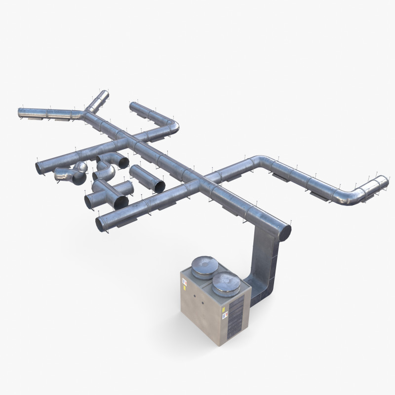 Duct ventilation system V2 3D Model .c4d .max .obj .3ds .fbx .stl .blend