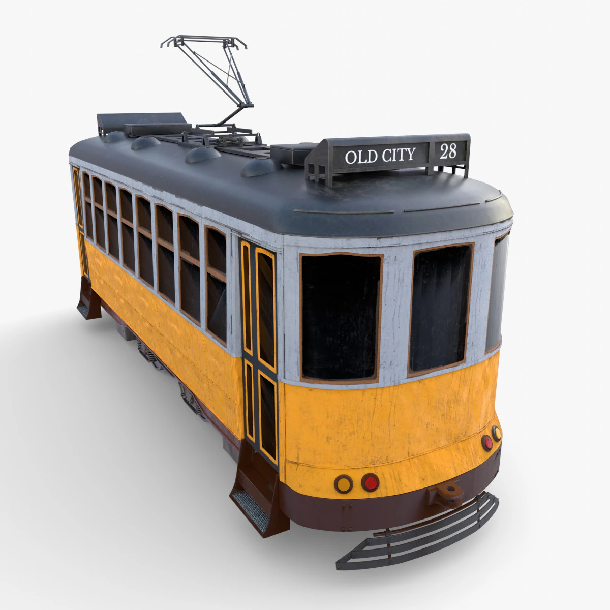 Historic tram V7 3D Model .c4d .max .obj .3ds .fbx .stl .blend