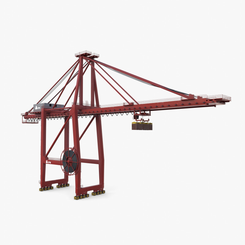 Container Port Crane V1 3D Модель .c4d .max .obj .3ds .fbx .stl .blend