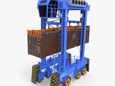 Port Container Straddle Carrier Crane V1 3D Model