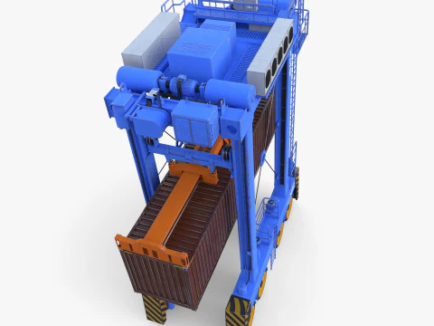 Port Container Straddle Carrier Crane V1 3D Model