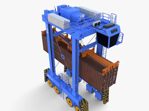 Port Container Straddle Carrier Crane V1 3D Model