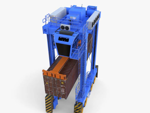 Port Container Straddle Carrier Crane V1 3D Model