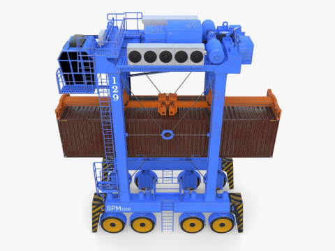 Port Container Straddle Carrier Crane V1 Model 3D