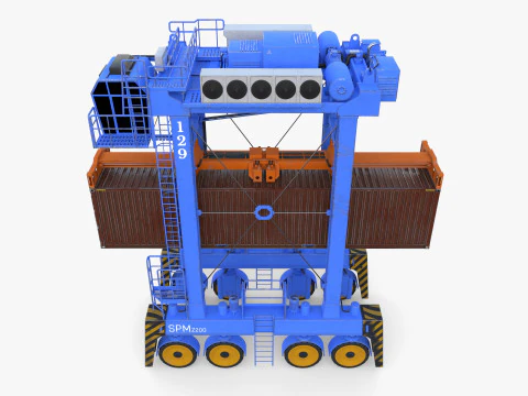 Port Container Straddle Carrier Crane V1 3D Model