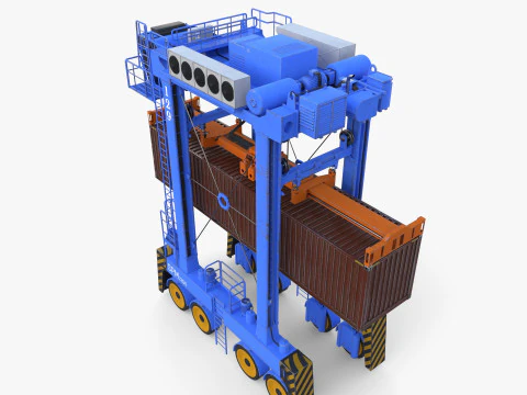 Port Container Straddle Carrier Crane V1 3D Model