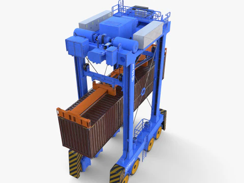 Port Container Straddle Carrier Crane V1 3D Model