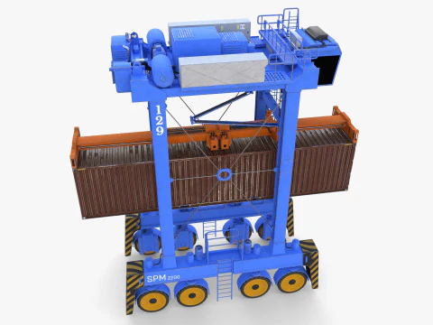 Port Container Straddle Carrier Crane V1 3D Model