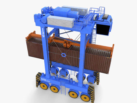 Port Container Straddle Carrier Crane V1 3D Model