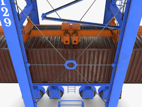 Port Container Straddle Carrier Crane V1 3D Model