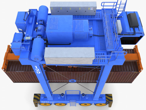 Port Container Straddle Carrier Crane V1 Model 3D