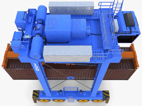 Port Container Straddle Carrier Crane V1 3D Model
