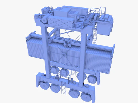 Port Container Straddle Carrier Crane V1 3D Model