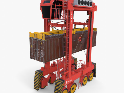 Port Container Straddle Carrier Crane V2 3D Model