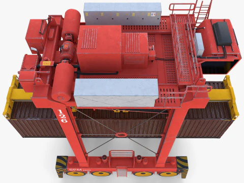 Port Container Straddle Carrier Crane V2 3D Model