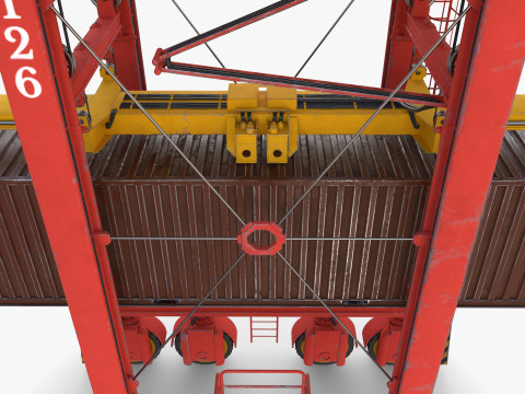 Port Container Straddle Carrier Crane V2 Modèle 3D