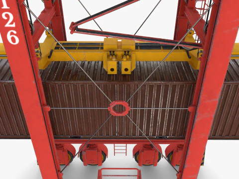 Port Container Straddle Carrier Crane V2 3D Model