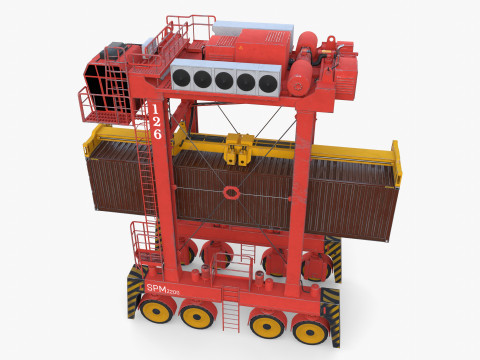 Port Container Straddle Carrier Crane V2 Modèle 3D