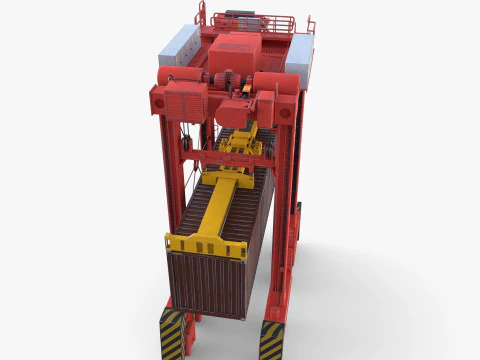 Port Container Straddle Carrier Crane V2 3D Model