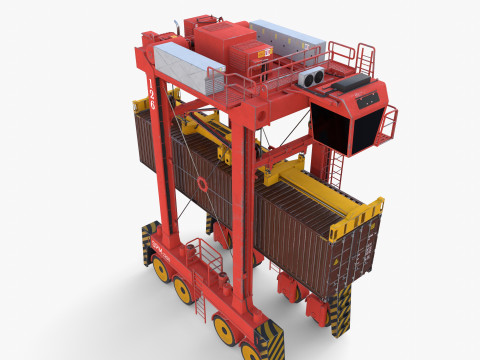 Port Container Straddle Carrier Crane V2 Modèle 3D