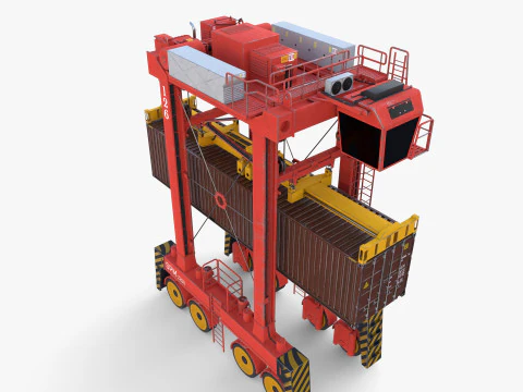 Port Container Straddle Carrier Crane V2 3D Model