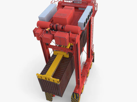 Port Container Straddle Carrier Crane V2 3D Model