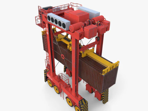 Port Container Straddle Carrier Crane V2 3D Model