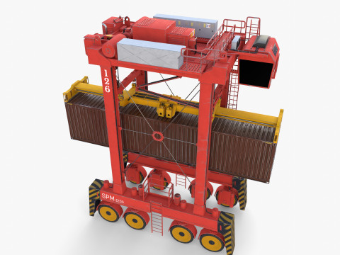 Port Container Straddle Carrier Crane V2 Modèle 3D