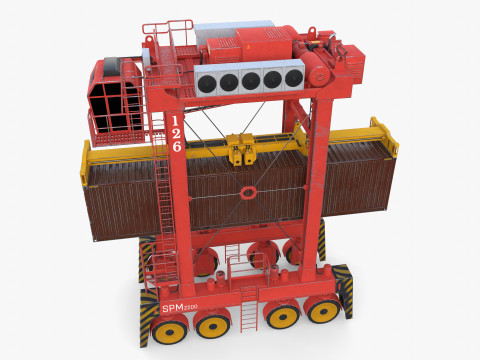 Port Container Straddle Carrier Crane V2 Modèle 3D